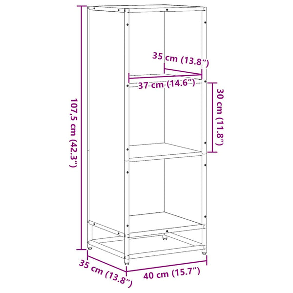 Schwarzes Bücherregal 40x35x107,5 cm