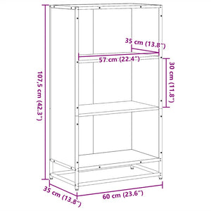 Schwarzes Bücherregal 60 cm