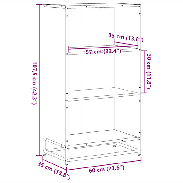 Schwarzes Bücherregal 60 cm