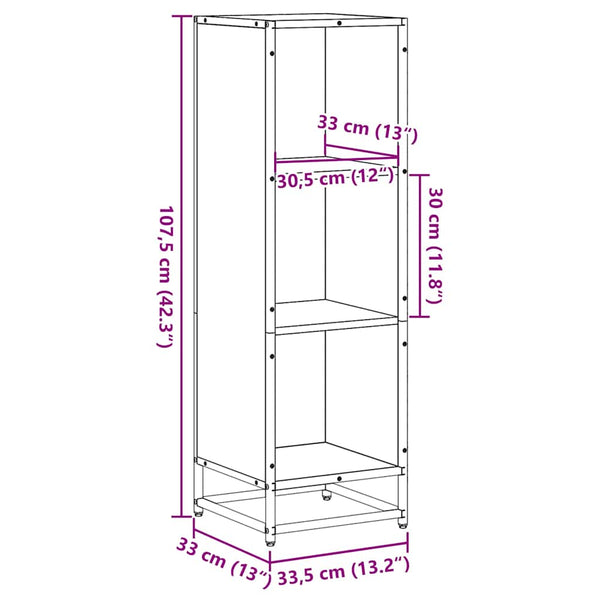 Bücherregal Grau Sonoma 107,5 cm