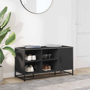 Schuhbank Schwarz mit Stauraum 100cm