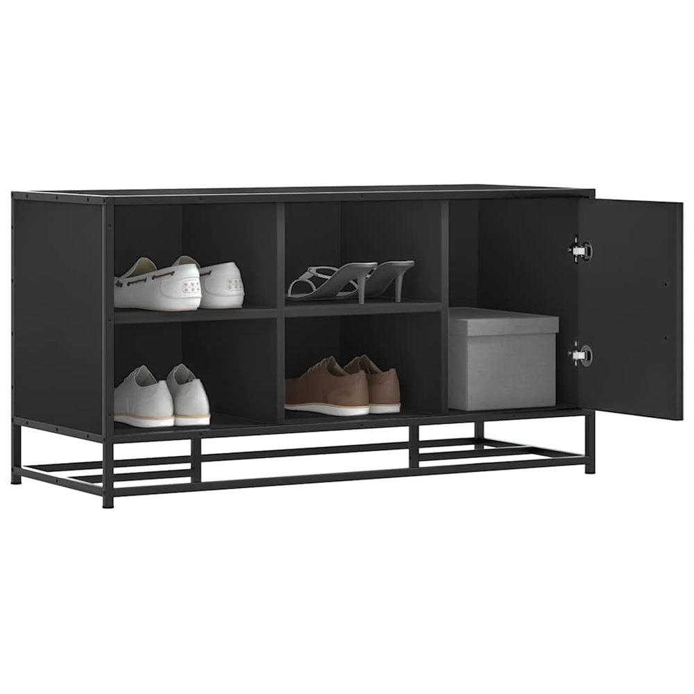 Schuhbank Schwarz mit Stauraum 100cm