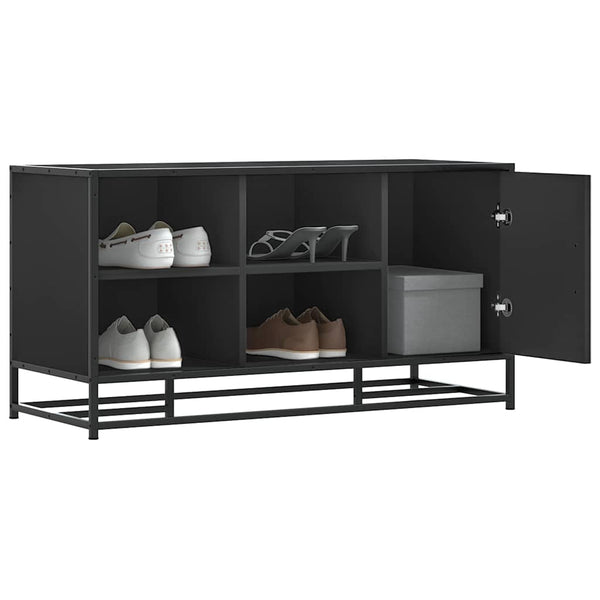 Schuhbank Schwarz mit Stauraum 100cm