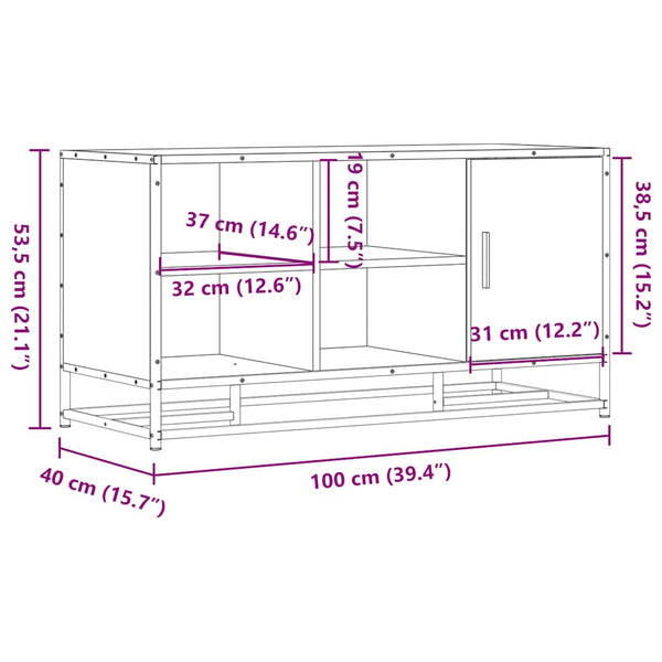 Schuhbank Grau Sonoma 100 cm mit Stauraum