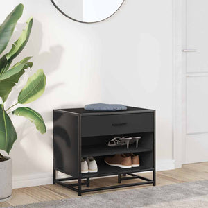 Schuhbank Schwarz mit Stauraum 60 cm