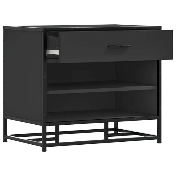 Schuhbank Schwarz mit Stauraum 60 cm