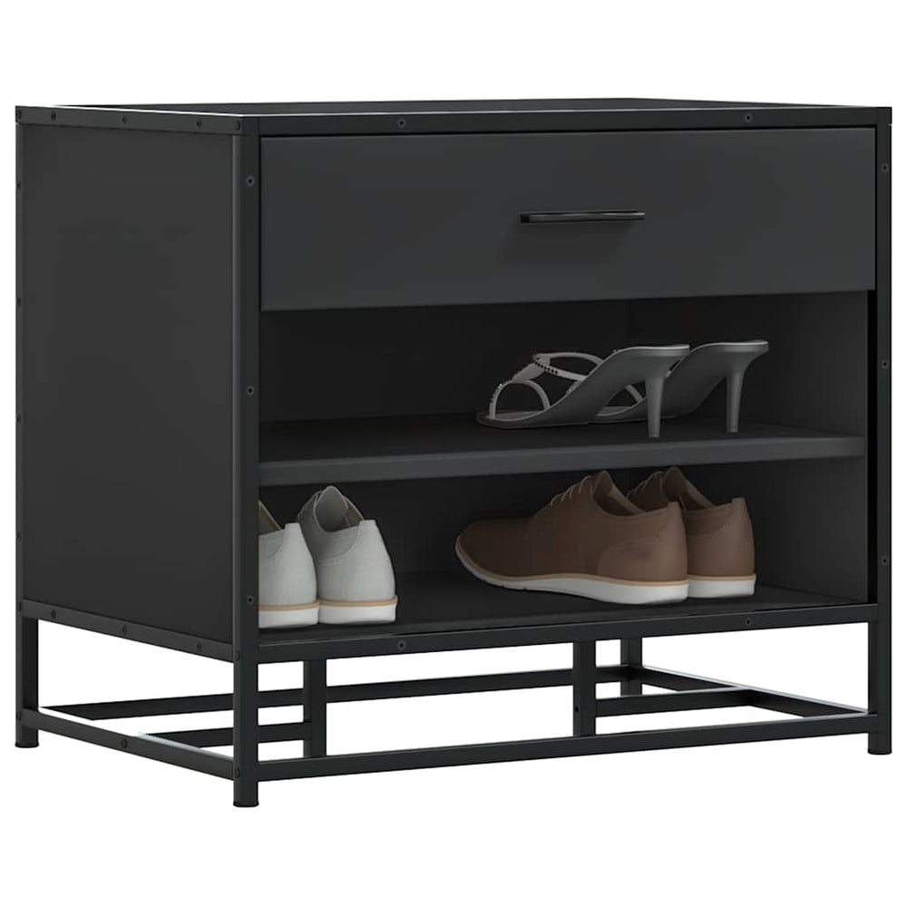 Schuhbank Schwarz mit Stauraum 60 cm