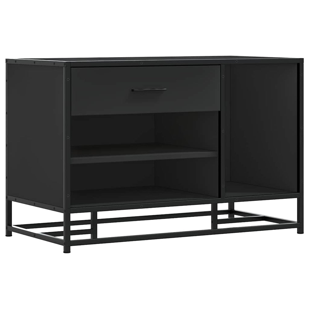 Schuhbank Schwarz mit Stauraum 80cm