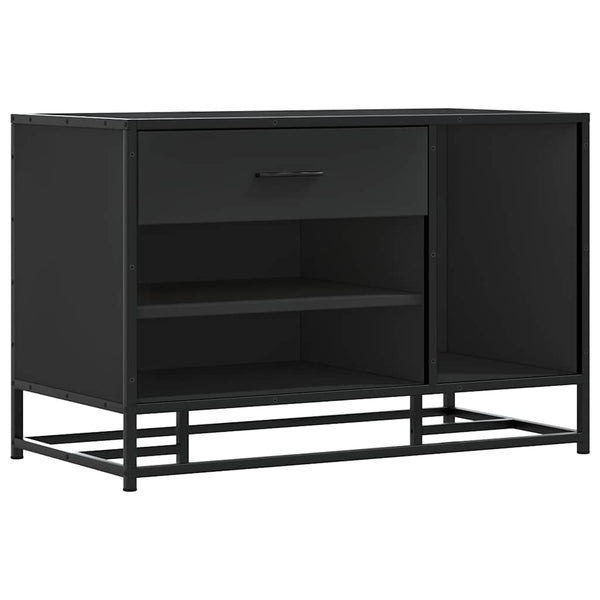 Schuhbank Schwarz mit Stauraum 80cm