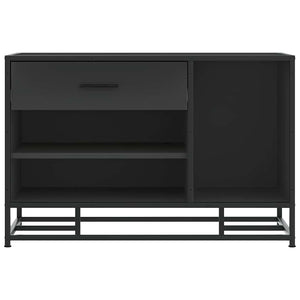 Schuhbank Schwarz mit Stauraum 80cm