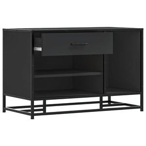 Schuhbank Schwarz mit Stauraum 80cm