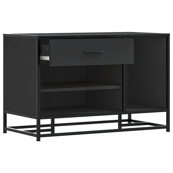 Schuhbank Schwarz mit Stauraum 80cm