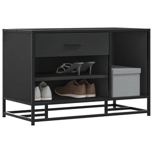 Schuhbank Schwarz mit Stauraum 80cm