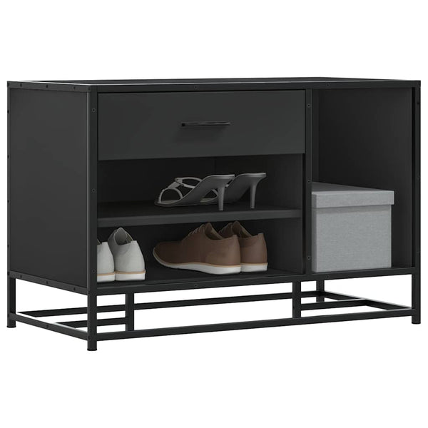 Schuhbank Schwarz mit Stauraum 80cm