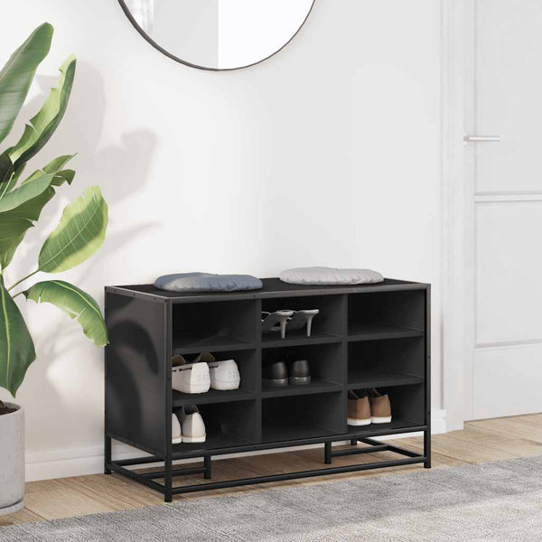 Schuhbank Schwarz mit Stauraum 84cm