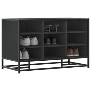 Schuhbank Schwarz mit Stauraum 84cm