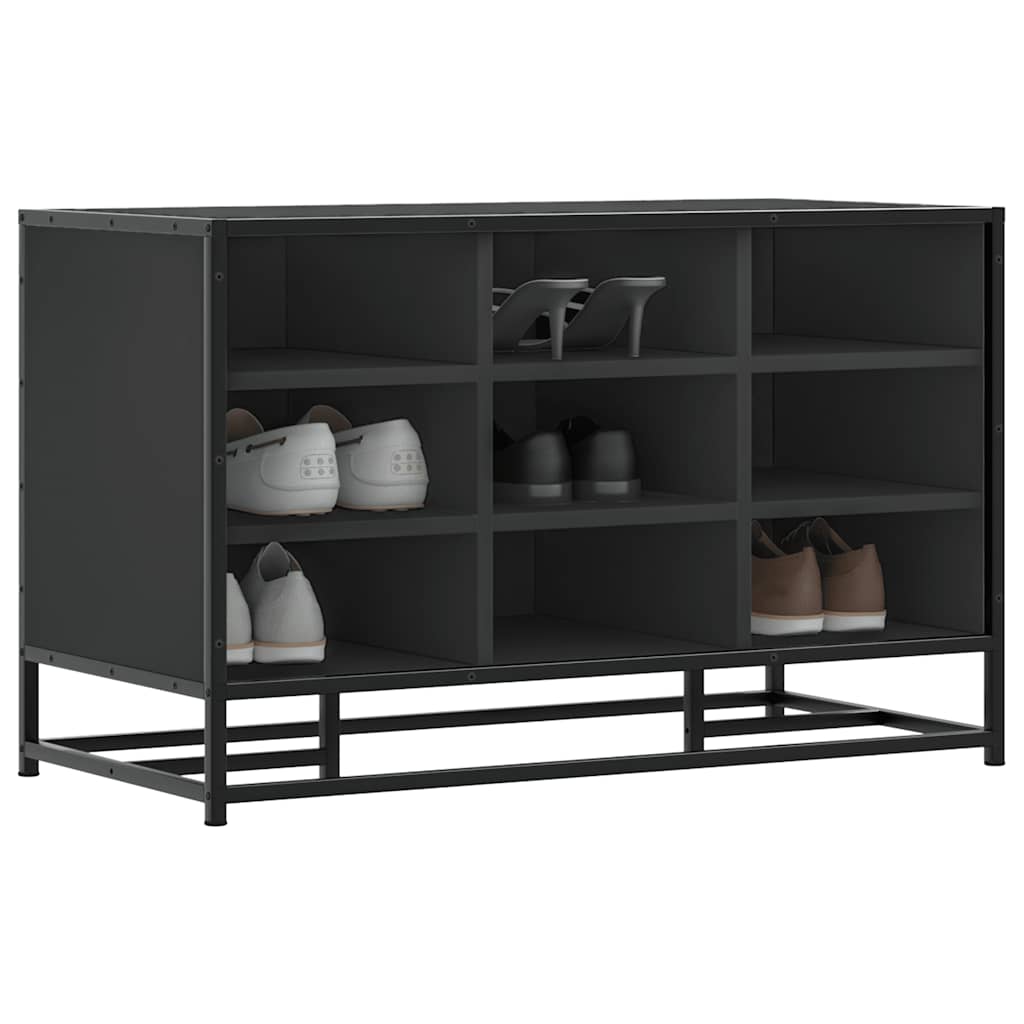 Schuhbank Schwarz mit Stauraum 84cm