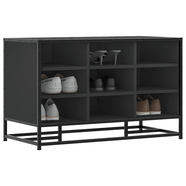 Schuhbank Schwarz mit Stauraum 84cm