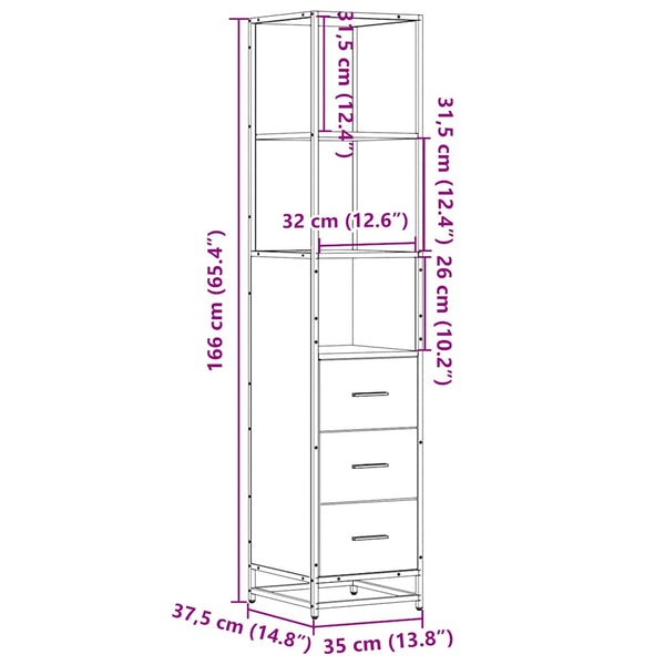 Badschrank Sonoma-Eiche 35x37,5x166 cm