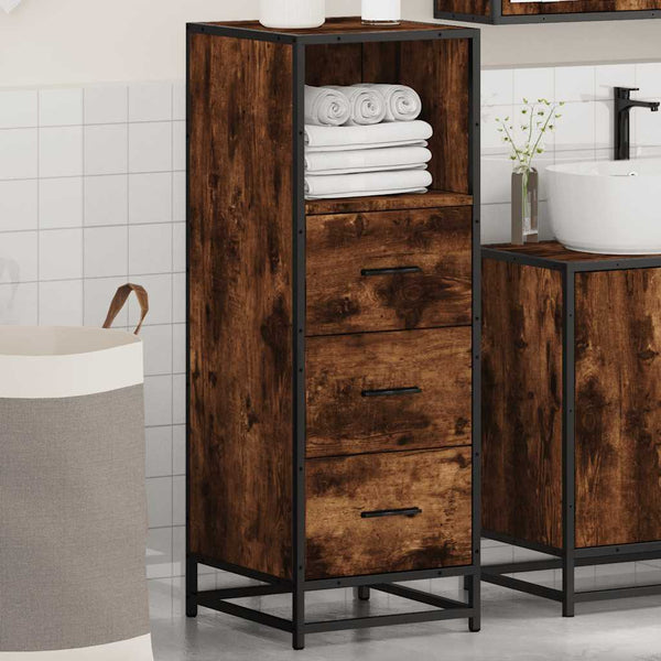Badschrank Räuchereiche 35x37,5x100 cm
