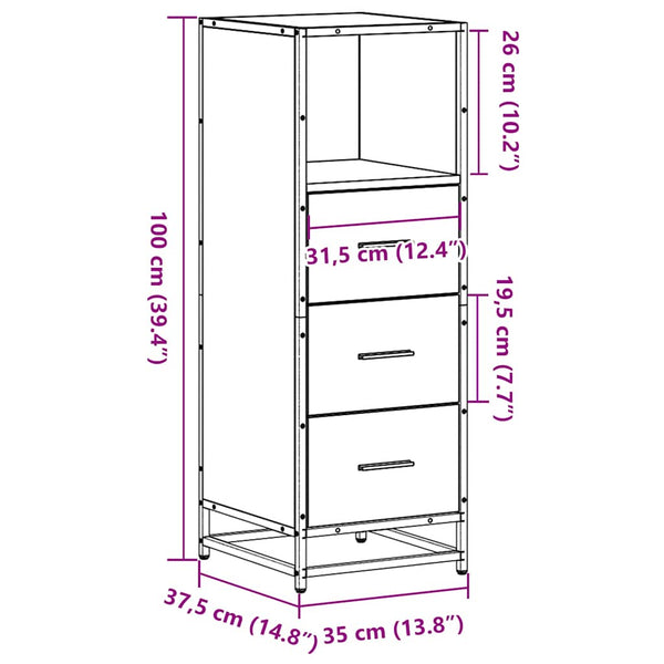 Badschrank Räuchereiche 35x37,5x100 cm