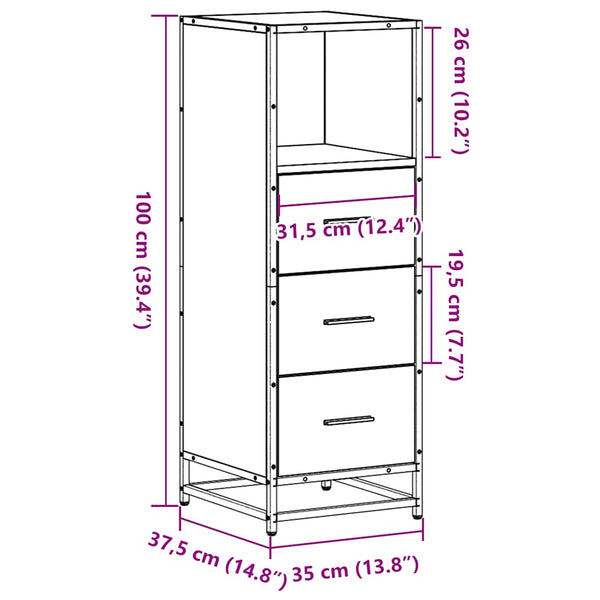 Badschrank Grau Sonoma 35x37,5x100 cm