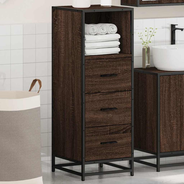 Badschrank Braun Eichen-Optik 35x37,5x100 cm