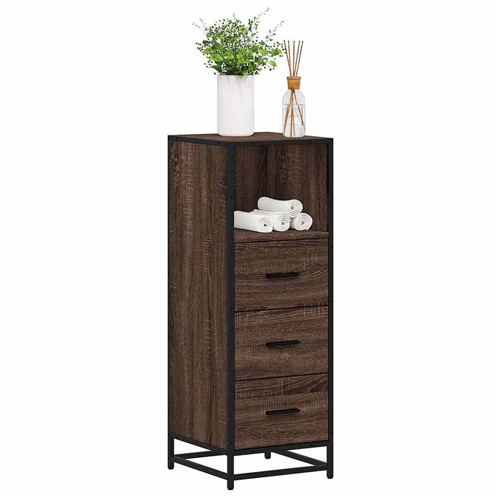 Badschrank Braun Eichen-Optik 35x37,5x100 cm