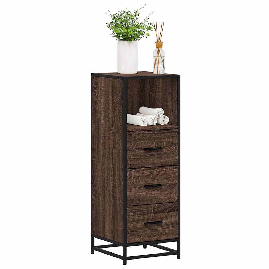 Badschrank Braun Eichen-Optik 35x37,5x100 cm