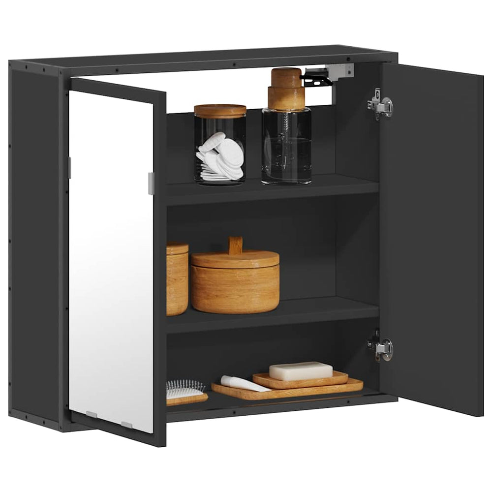 Schwarzer Spiegelschrank 65x60cm