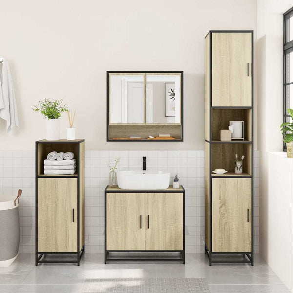 Badezimmer Spiegelschrank Sonoma-Eiche 65x60 cm
