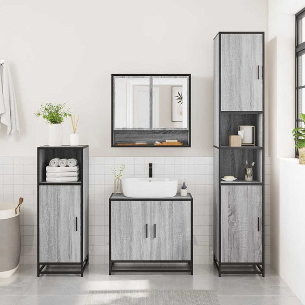 Bad Spiegelschrank Grau Sonoma 65x60 cm