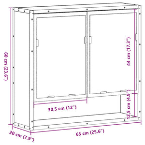 Bad Spiegelschrank Grau Sonoma 65x60 cm
