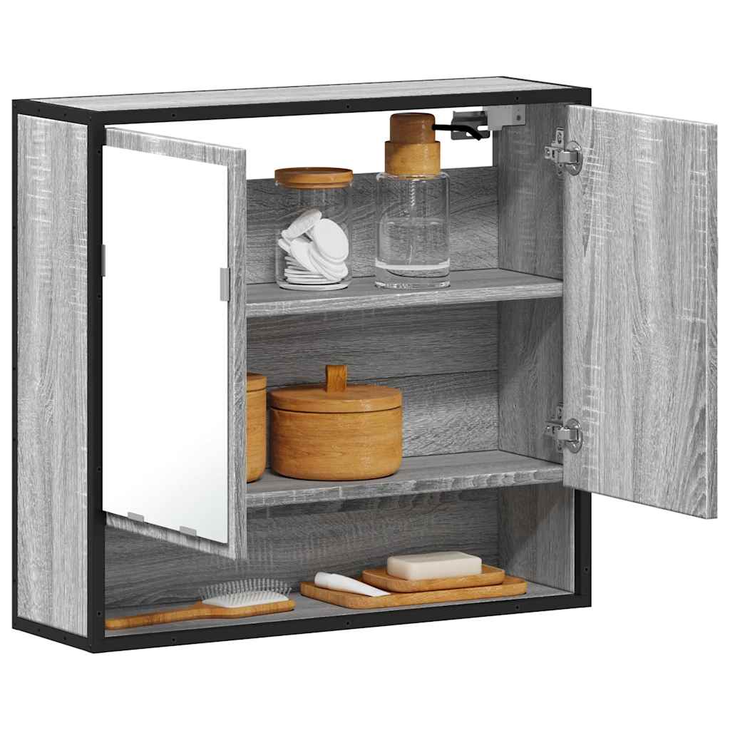 Bad Spiegelschrank Grau Sonoma 65x60 cm