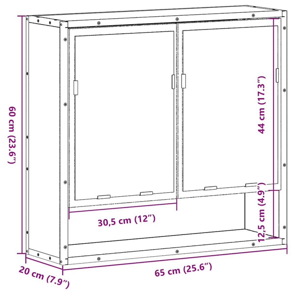 Bad Spiegelschrank Braun Eiche 65x60 cm