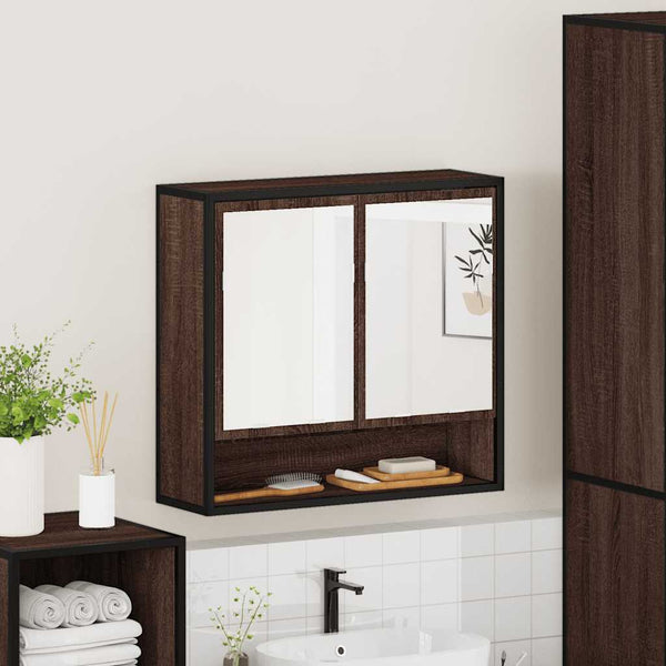 Bad Spiegelschrank Braun Eiche 65x60 cm
