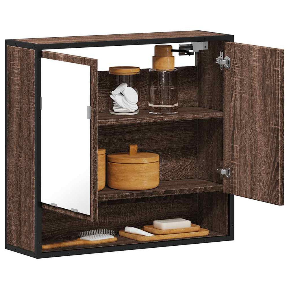 Bad Spiegelschrank Braun Eiche 65x60 cm