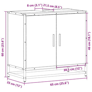 Schwarzer Waschbeckenunterschrank 65 cm