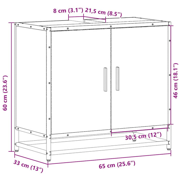 Schwarzer Waschbeckenunterschrank 65 cm
