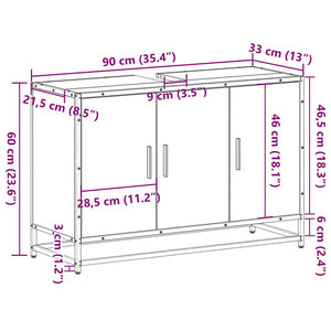 Waschbeckenunterschrank Sonoma-Eiche 90cm