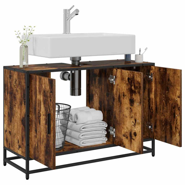 Waschbeckenunterschrank Räuchereiche 90 cm