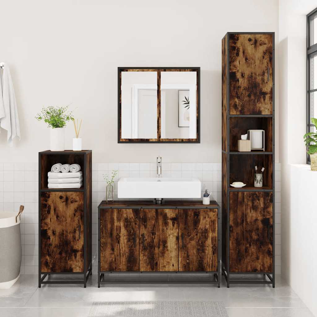 Waschbeckenunterschrank Räuchereiche 90 cm