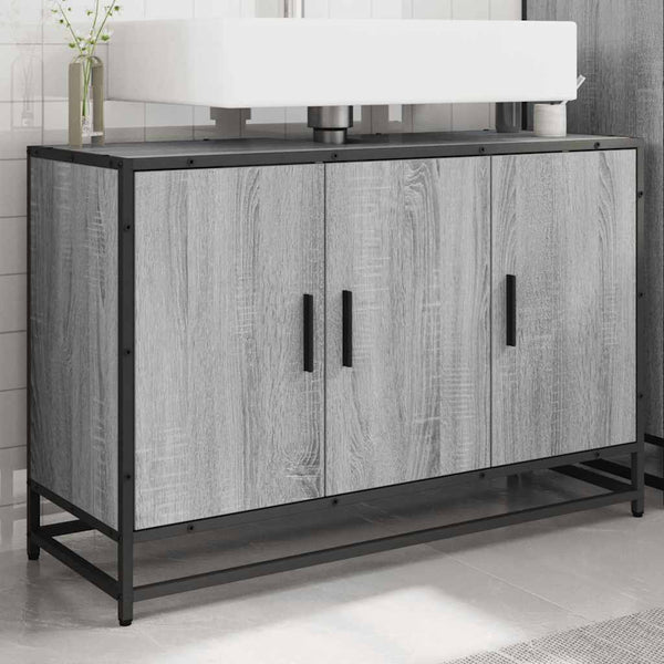 Waschbeckenunterschrank Grau Sonoma 90 cm