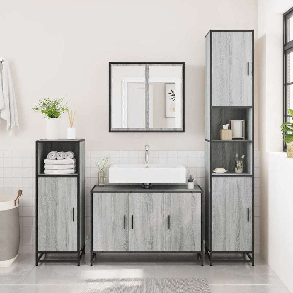 Waschbeckenunterschrank Grau Sonoma 90 cm