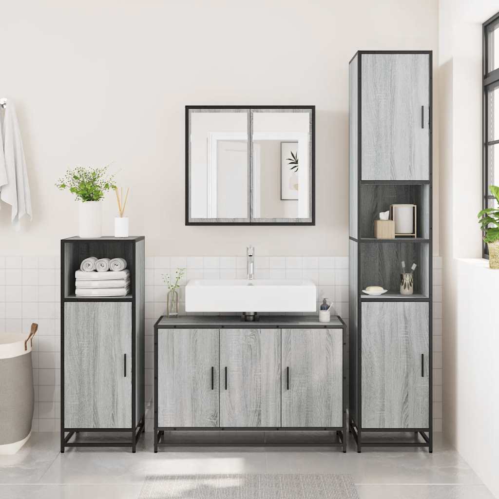 Waschbeckenunterschrank Grau Sonoma 90 cm