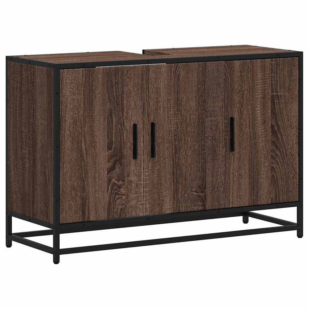 Waschbeckenunterschrank Braun Eiche 90 cm