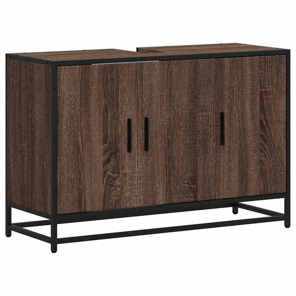 Waschbeckenunterschrank Braun Eiche 90 cm