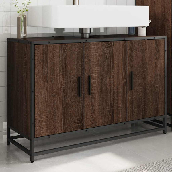 Waschbeckenunterschrank Braun Eiche 90 cm