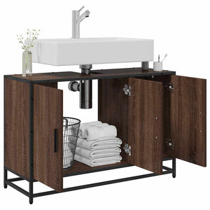 Waschbeckenunterschrank Braun Eiche 90 cm