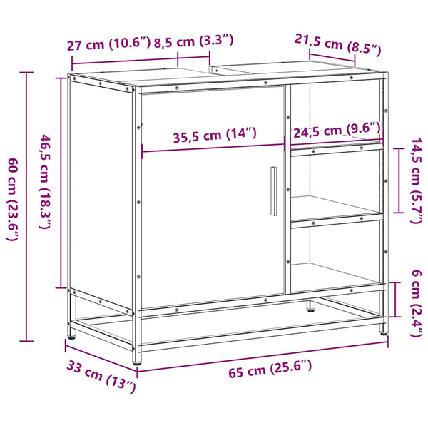 Sonoma Eiche Waschbeckenschrank 65 cm